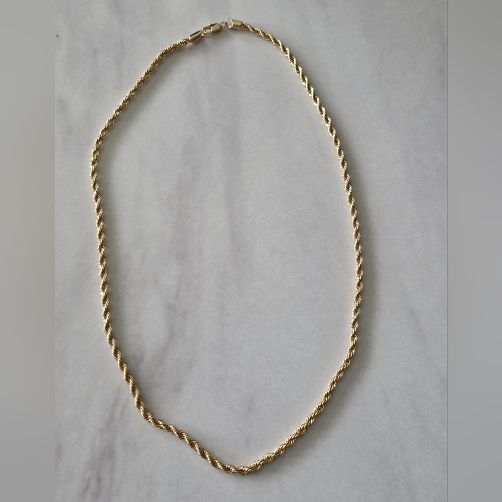 14K Yellow Gold Rope 5mm Italy Chain Twist 23G Necklace Hollow Thick 22in Luxury
